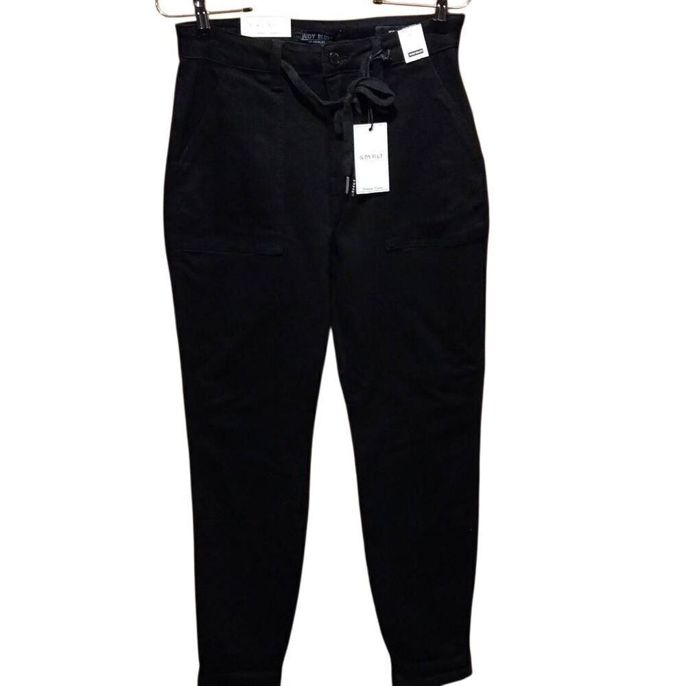 Judy Blue High Waist Double Roll Cuff Jogger Jeans Women's Size 5/27 Black NWT